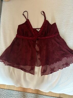 Garage Burgundy Lace Camisole Babydoll